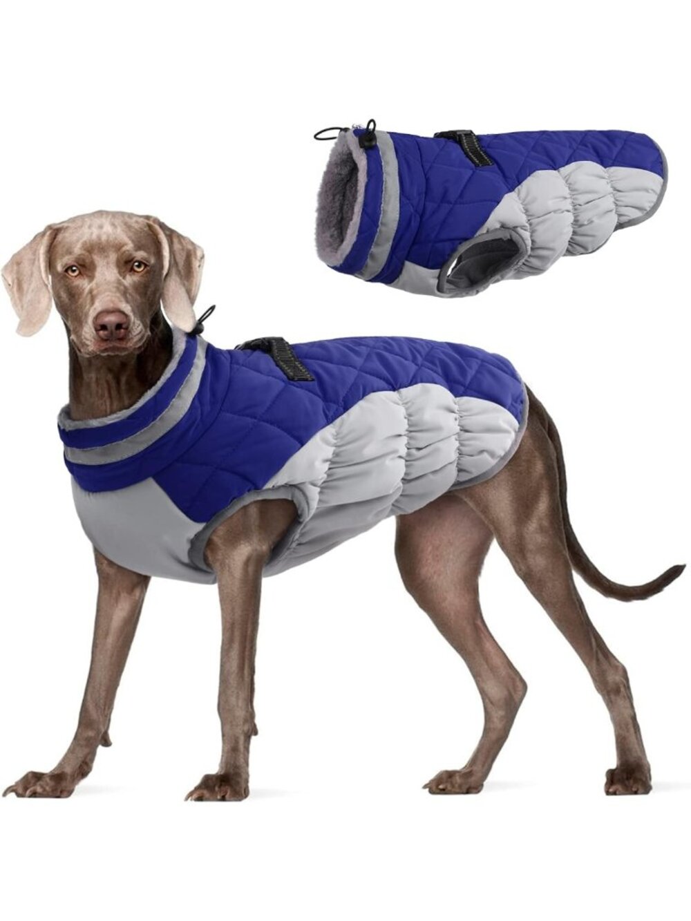Cozy Fleece Winter Dog Coat for Large Dogs with Built-in Harness - Warm